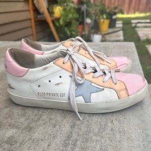 Golden Goose Superstar Pastel Blue Star GGDB Low Top White Leather Sneak…